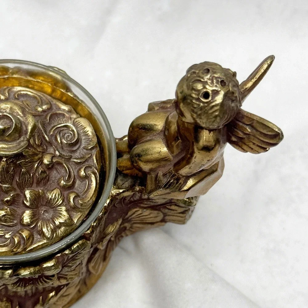 VINTAGE Cherub Shakers with Covered Salt Cellar on Floral Branch Stand PAT 07682 - Picture 8 of 16